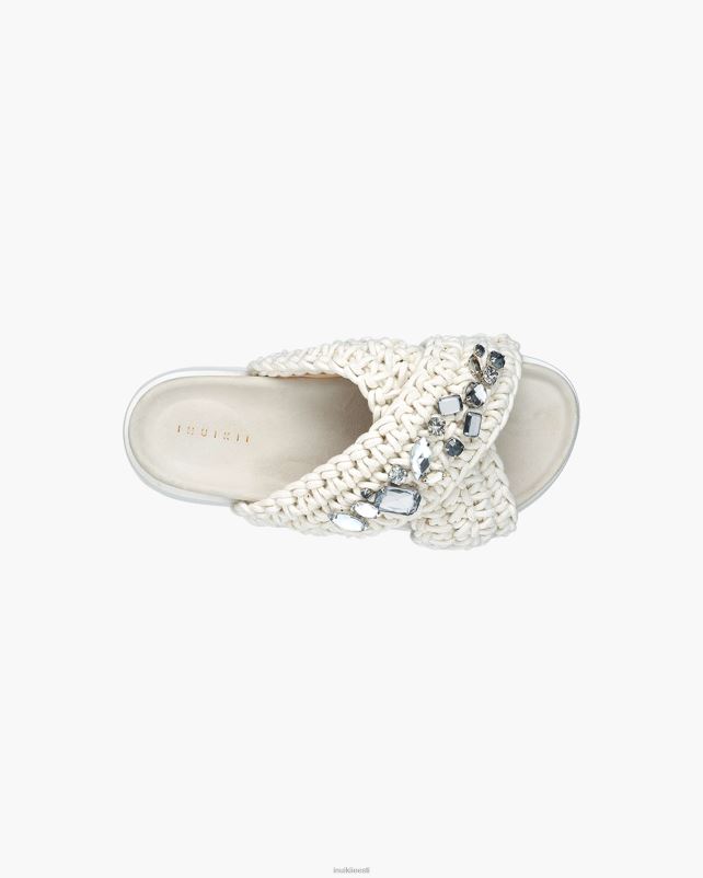 INUIKII naised tõeline valge kootud kividest platvorm jalatsid 0LD289